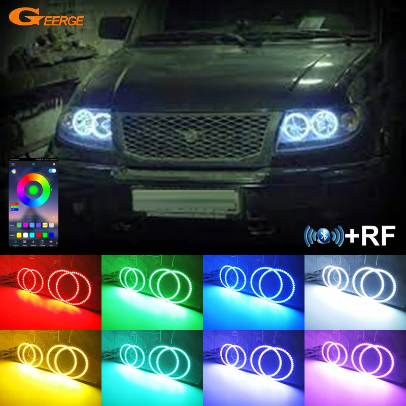 For UAZ Patriot Baijah Tulos 2007- 2016 2017 2018 2019 Bluetooth App Multi Color Ultra Bright RGB LED Angel Eyes Kit Halo Rings