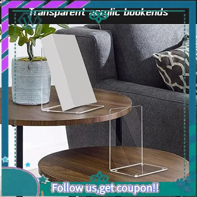 

8 PCS Bookends Bookshelf Transparent Acrylic Picture Book Album Compartment Board Storage Book Clip