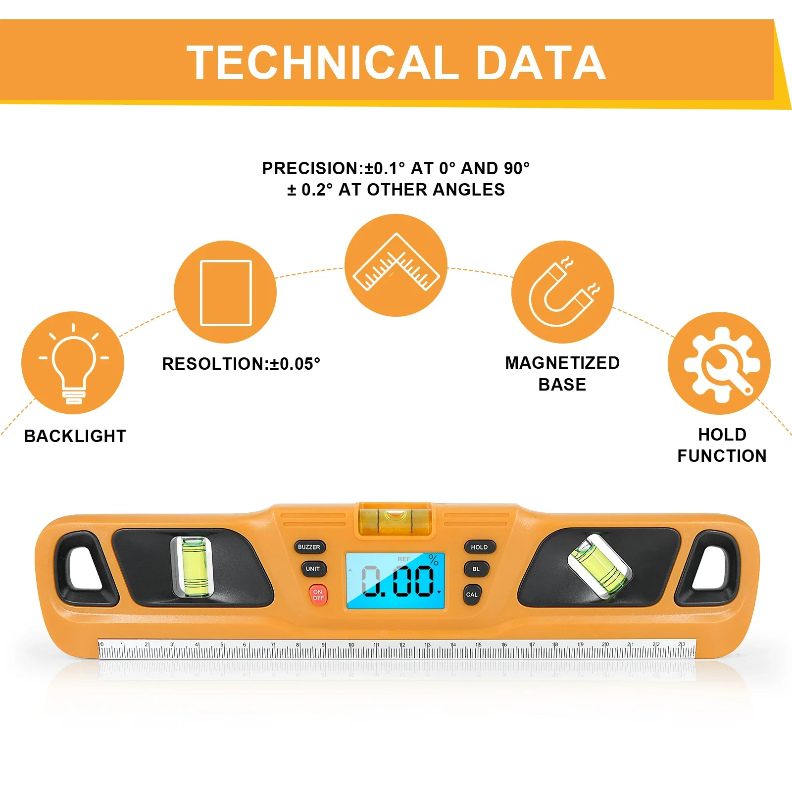 New HW-200 Small Digital Electronic Goniometer Measuring Tool Inclinometer Level Box Mini Magnetic Gauge Angle Meter Protractor