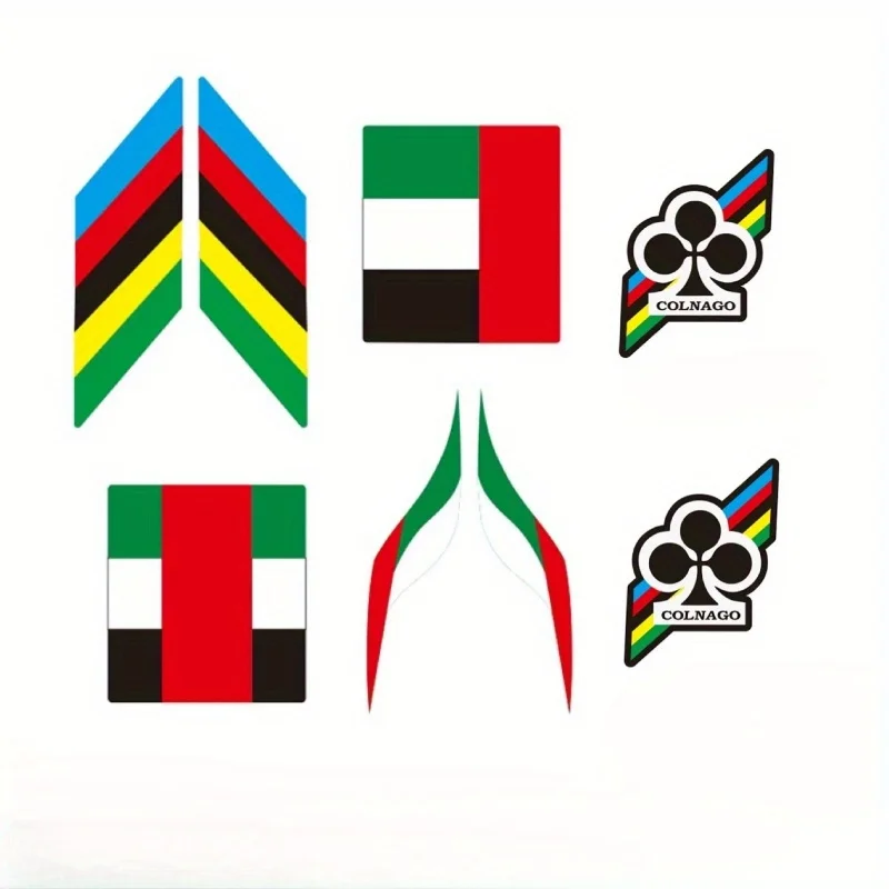 AliExpress Bike Frame Decor Stickers - Emirates Cycling Team Rainbow Flag Design, Premium Sports Team Custom