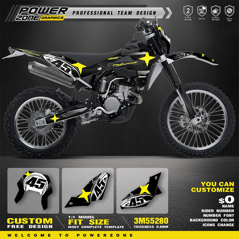 

Комплект наклеек PowerZone Custom Team Graphics для Husqvarna 08-13FE250 2008-2013, наклейки 09