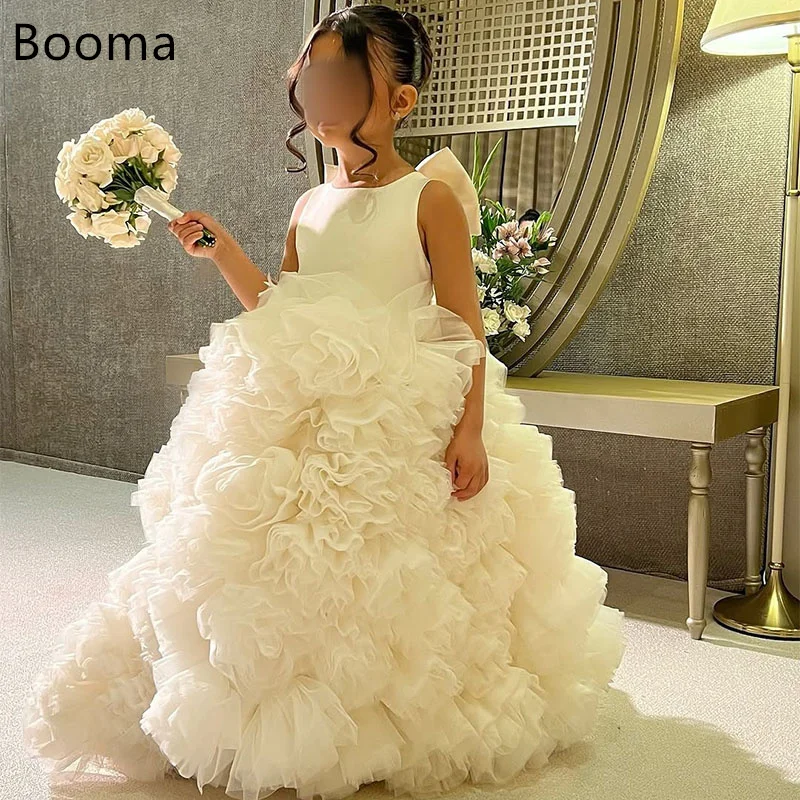 Booma Flowers A-Line Girl Dresses Wedding Party Dress for Kids 3D Flowers Girls Prom Gowns Customized 2025