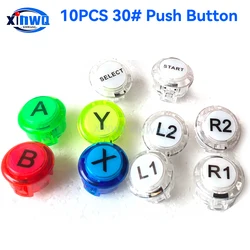 10 Uds. Botón pulsador transparente A B X Y L1 L2 R1 R2 Select Start 30mm para controlador de juego Neo Geo Arcade consola Joystick máquina Diy