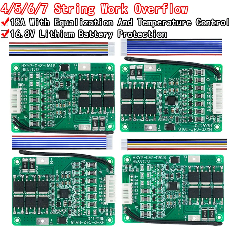 4S/5S/6S/7S BMS 16,8 V 21 V 20A 18650 Li-ion Lmo trójskładnikowa ładowarka baterii litowej płyta ochronna z balansem