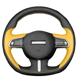 Customized Hand Sewing Braid Car Steering Wheel Cover for Haval F5 F7 F7X D-type Genuine Leather Car Interior Accessories 38cm