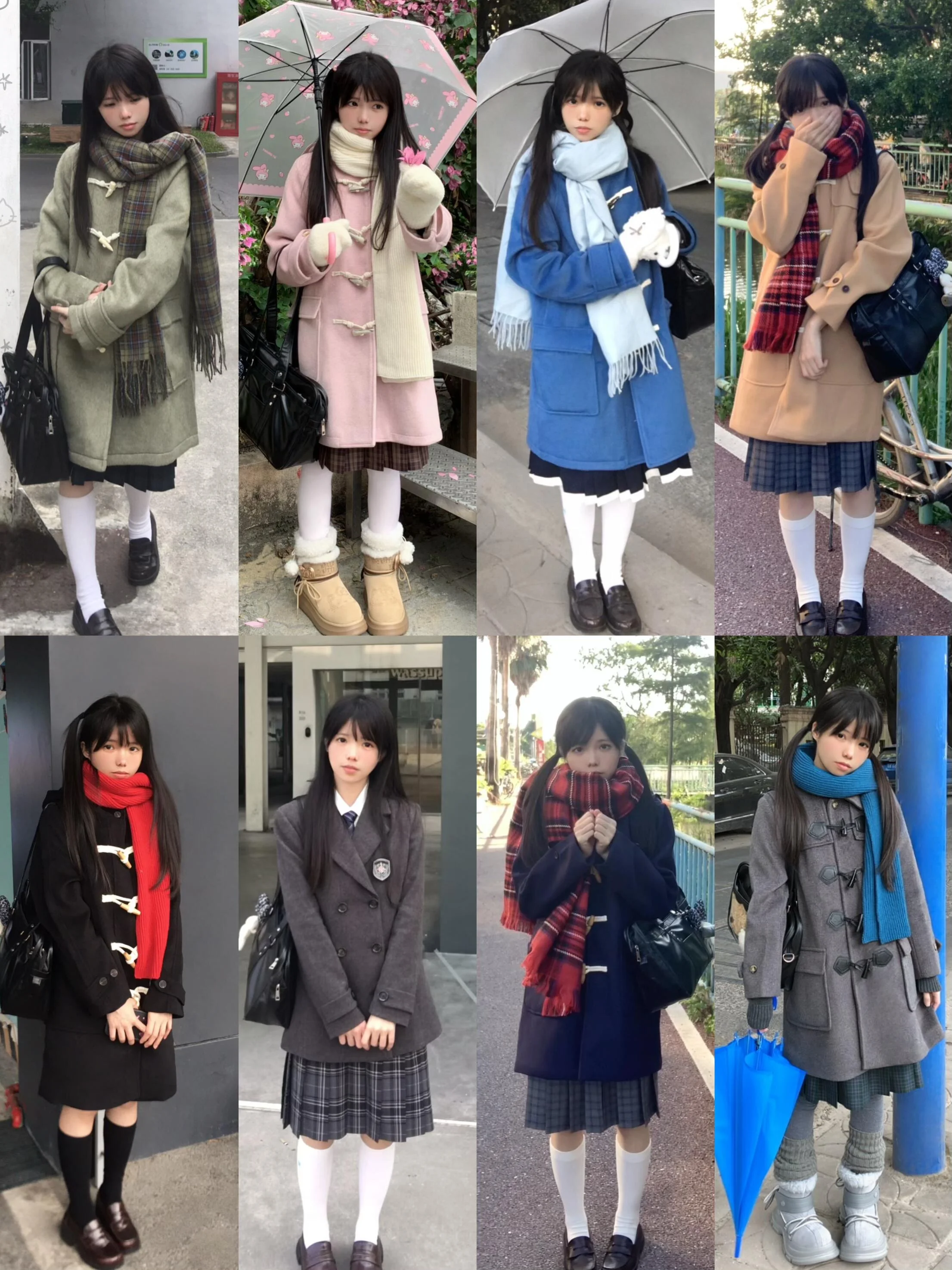 Thickened Woolen Jacket Women's Japanese Style Hat Coat Pure Color No Pilling Small Size College Style Long Sleeve Coat