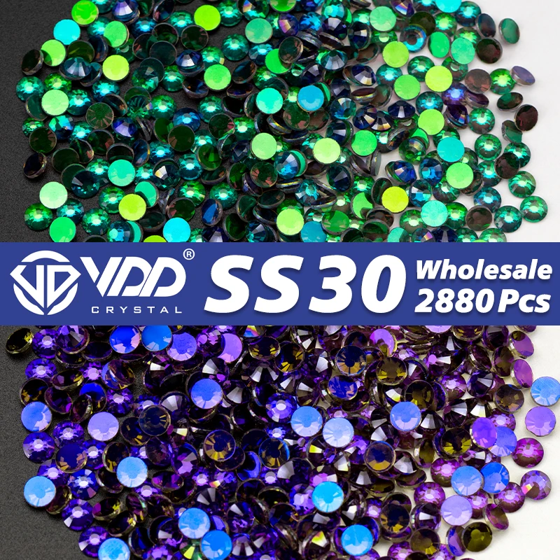 VDD Wholesale SS30 2880Pcs Glass Rhinestones Crystal Non-Hotfix Flatback Strass Stones Diamond For DIY Nail Art Decorations