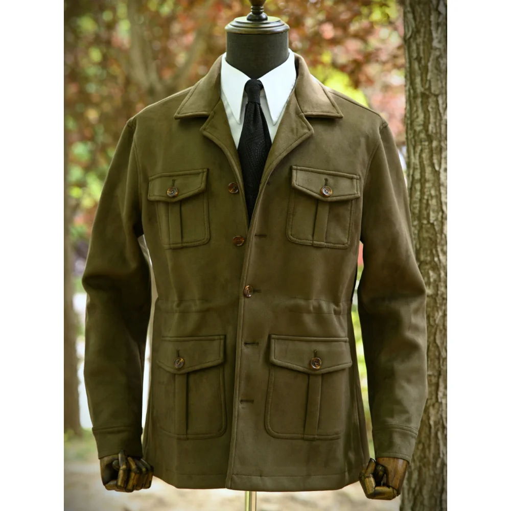 

Autumn And Winter Hunting Jacket Faux Suede Multi-pocket American Casual Retro Workwear British Style Short Suit Coat