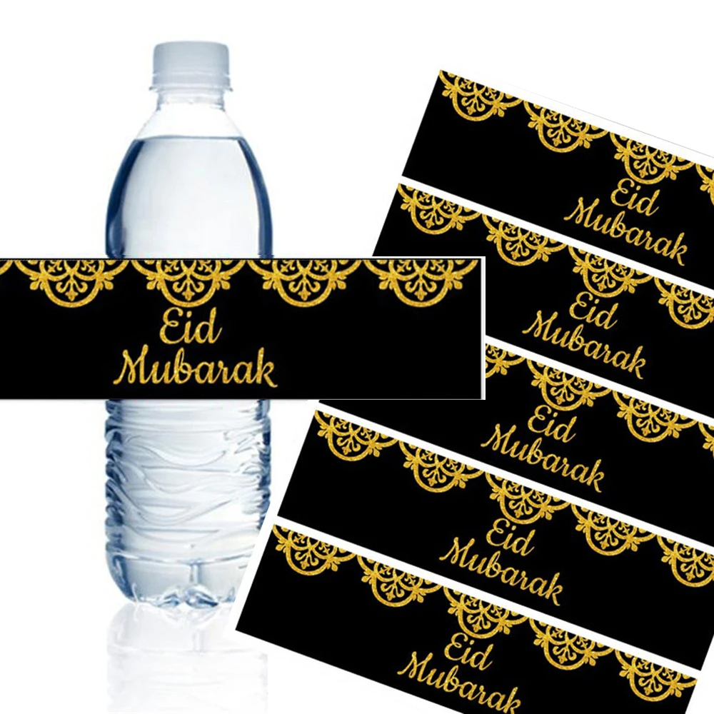 20Pcs Eid Mubarak Wrapper Adhesive Stickers Bottle Labels Muslim Islamic for Ramadan Kareem Decoration Party Diy Crafts 2024