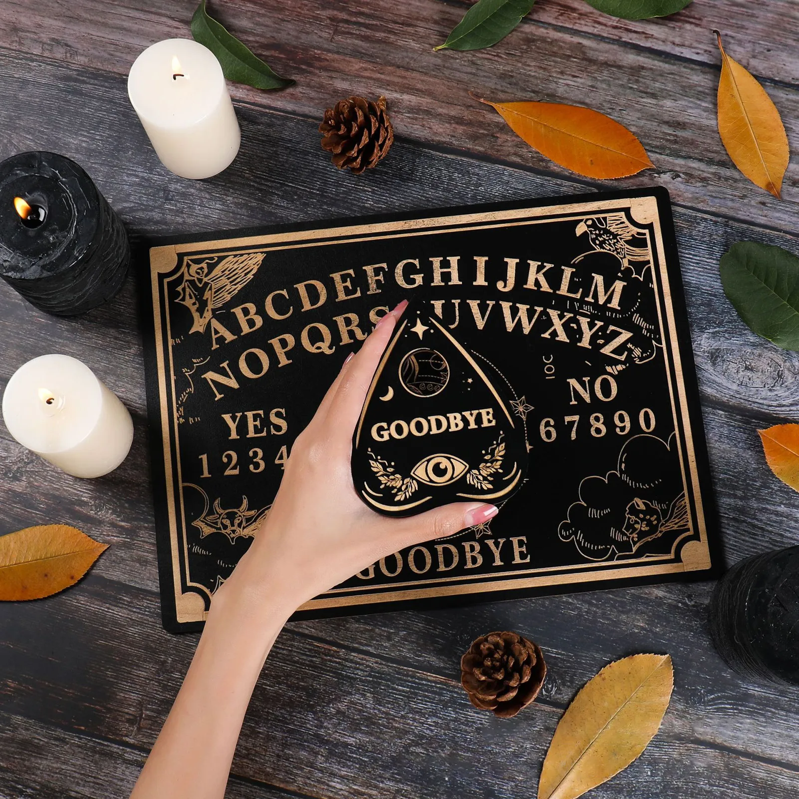 12Inch Gỗ Bói Toán Con Lắc Ban Khắc Thần Chú Bảng Ouija Ban Siêu Hình Thông Điệp Phù Thủy Của Con Lắc Ban Bộ # WO