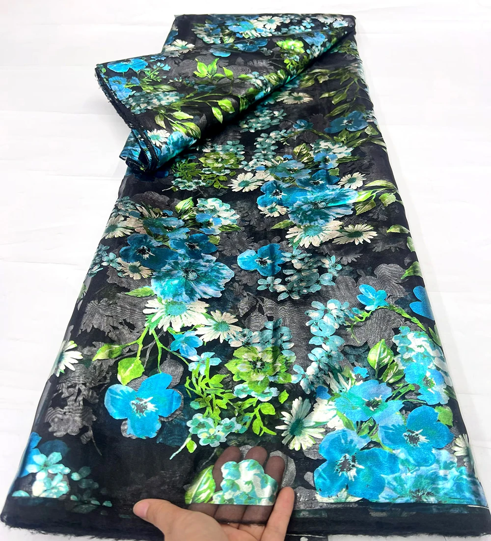 New African Jacquard Brocade Lace Fabric High Quality Nigerian Organza Guipure Embroidery Fabric For Sewing Party Dress Gown