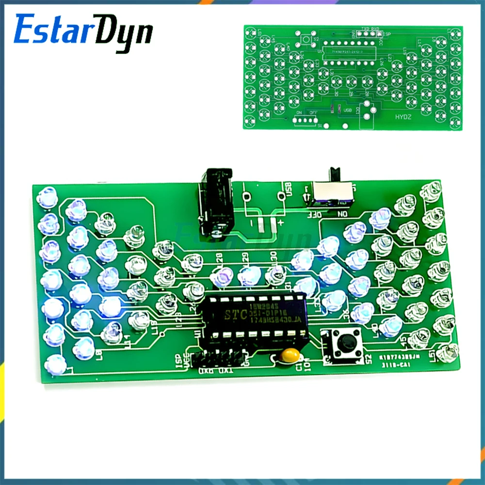5V Hourglass DIY Soldering Kit with LEDs for Adults - Double Layer PCB Board 84x40mm STEM Electronics Project