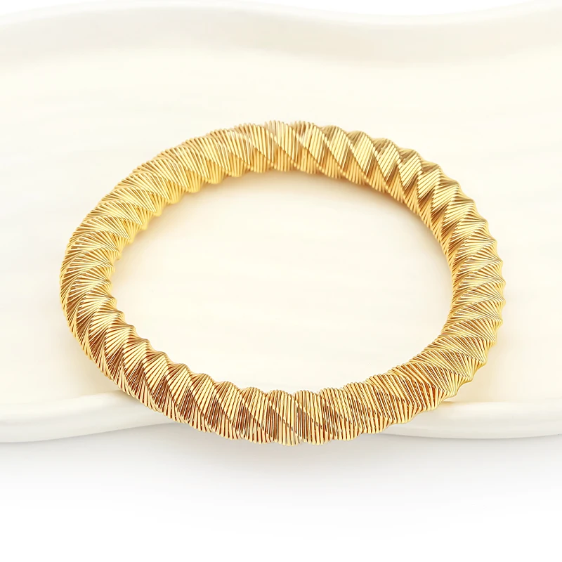 VAROLE Diagonal Pattern Spring Stretch Bracelet Women Stainless Steel Pulsera Bracciale Inoxydable Minimalist Fashion Jewelry