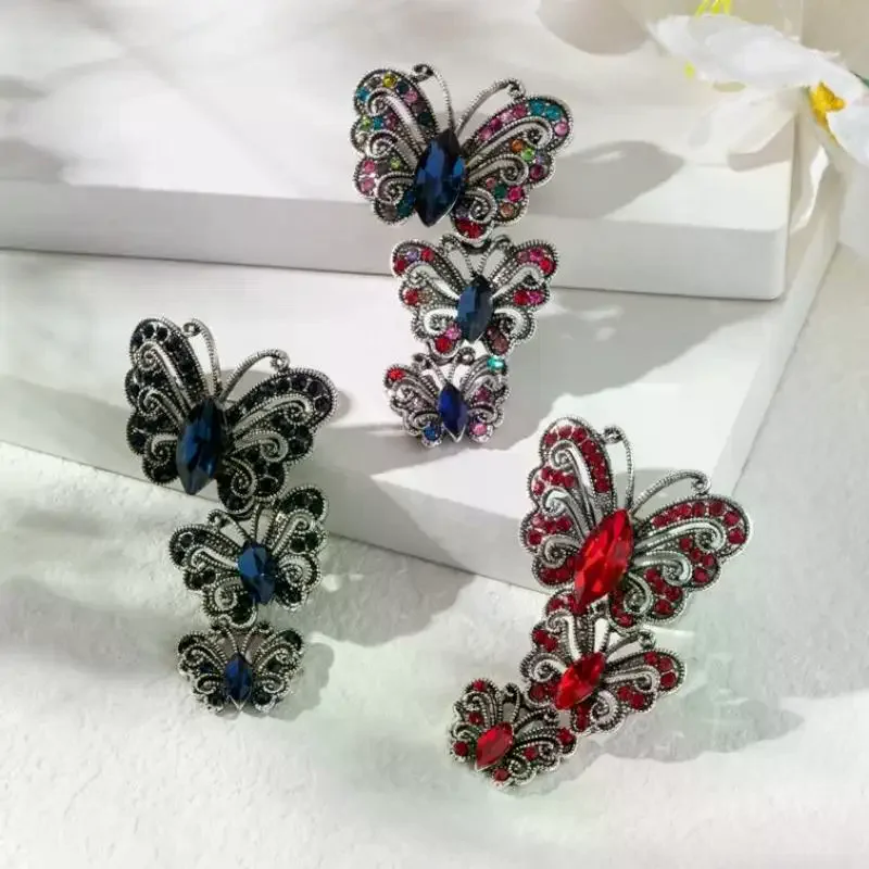 Personalized Luxury Rhinestone Three Butterfly Brooches For Women Clothing Coat Party Jewelry Accessries Gifts