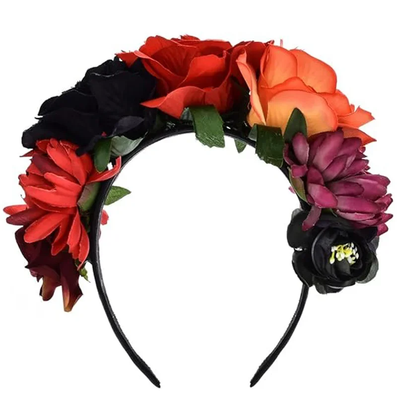 Mexican Flower Crown Headband Party Costume Dia de Los Muertos Day of The Dead Headpiece cosplay 코스프레 lolita
