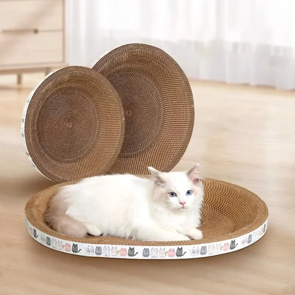 Corrugated Cat Scratcher Oval Grinding Claw Toy for Big Cats Non Shedding Large Size Bed Cat Accessory Cats Scratch Board Nest