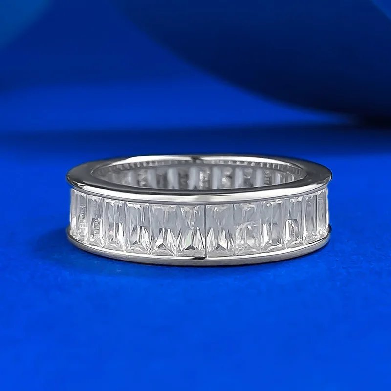 S925 فضة مماثلة مويسانيتي خاتم الخلود للنساء الرجال للجنسين خاتم الزفاف
