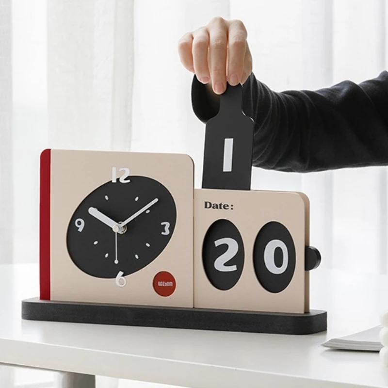 

INS Retro Simplicity Desk Clock Desktop Calendar Table Clock Modern Fashion Creative Style Items Ornaments Home Decor Eine Uhr