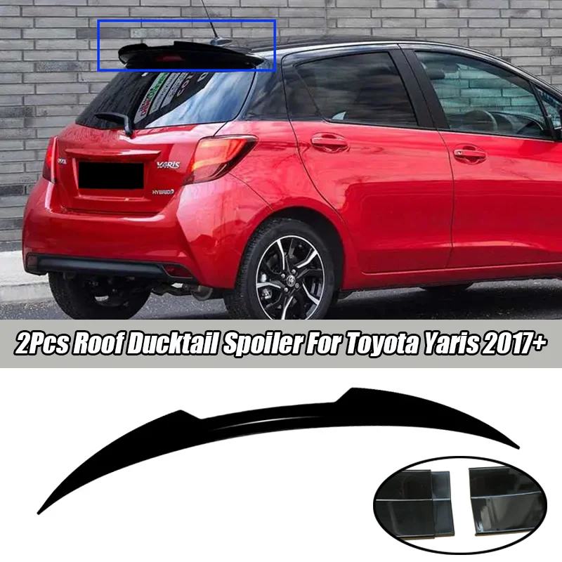 Uniwersalny czarny błyszczący spojler dachowy 2 szt. 99 cm do Toyota Yaris, Citroen C3, Opel Corsa, Peugeot 208, Benz W177, BMW E82