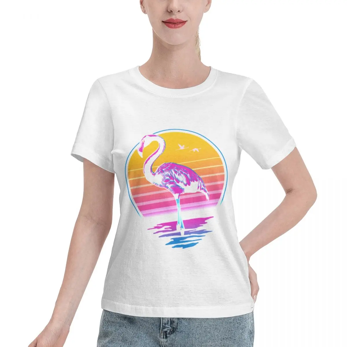 Cozy Loungewear Retro Flamingo Women's T-shirt Classic Daily Comfy Daily Top