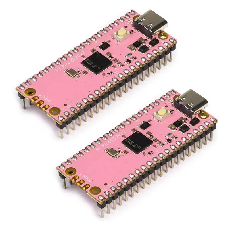 2Pcs For Raspberry Pi Pico Development Board Pre-Soldered With Headers RP2040 Microcontroller ENIG Processed Type C