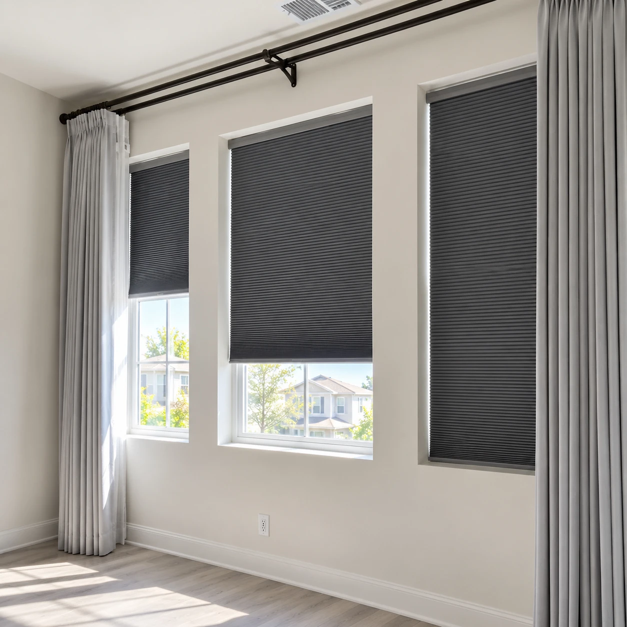 100% Blackout Honeycomb Blinds With Side Rail Framed 300gsm Fabric Cellular Shades for Window No Drilling Customize Home Decor