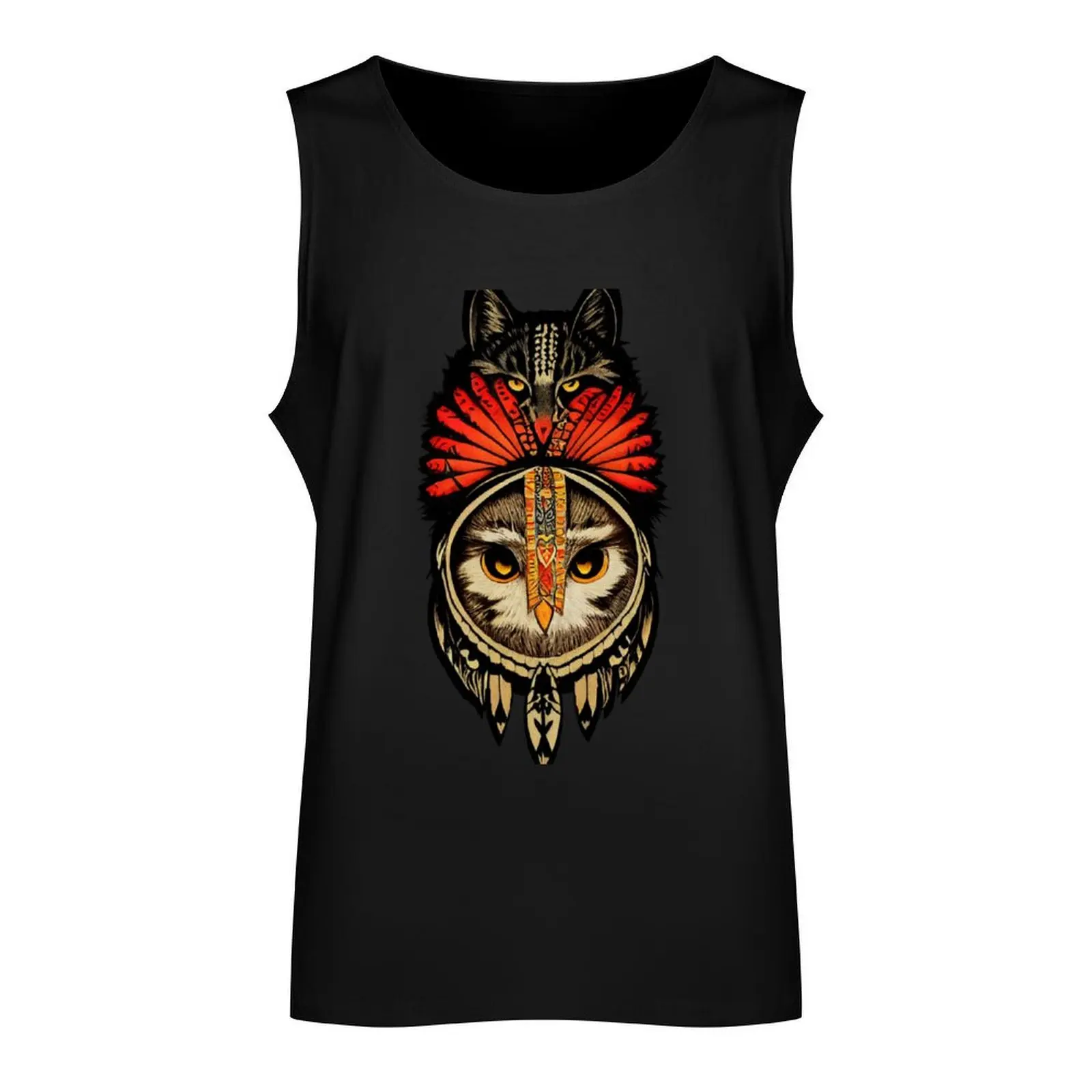 Cat and an Owl Tank Top gym top Gym T-shirts for men male top