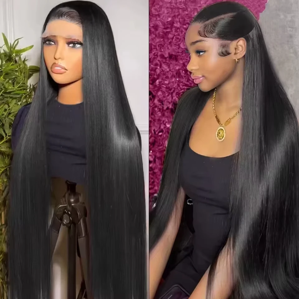 

40 Inch Bone Straight Transparent Lace Frontal Wigs Human Hair Brazilian Remy 13x5 13x6 Straight HD Lace Front Preplucked Wig