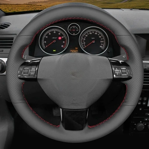 Черные чехлы на руль автомобиля из искусственной кожи для Opel Astra (H) Zaflra (B) Signum Vectra (C) Vauxhall Astra Holden Astra