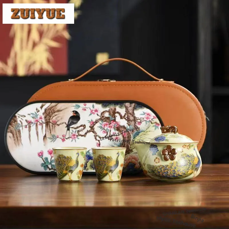 

Ru Kiln Чайный сервиз Полный набор Бутик-набор чашек Gaiwan Чайная церемония Набор чайников и чайных чашек Чайные услуги Аксессуары Подарок