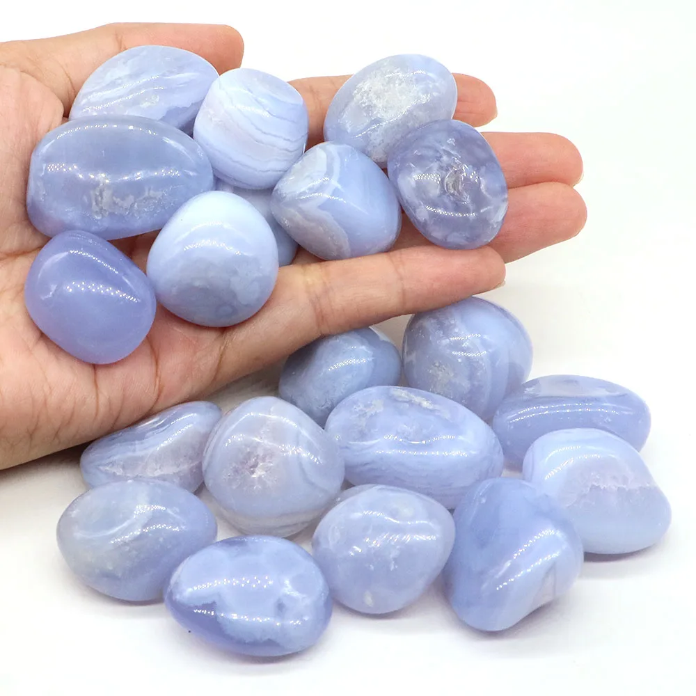 Blue Chalcedony Agate Natural Stone Healing Crystal Reiki Bulk Gem Quartz Mineral Collection for Tank Aquarium Garden Home Decor