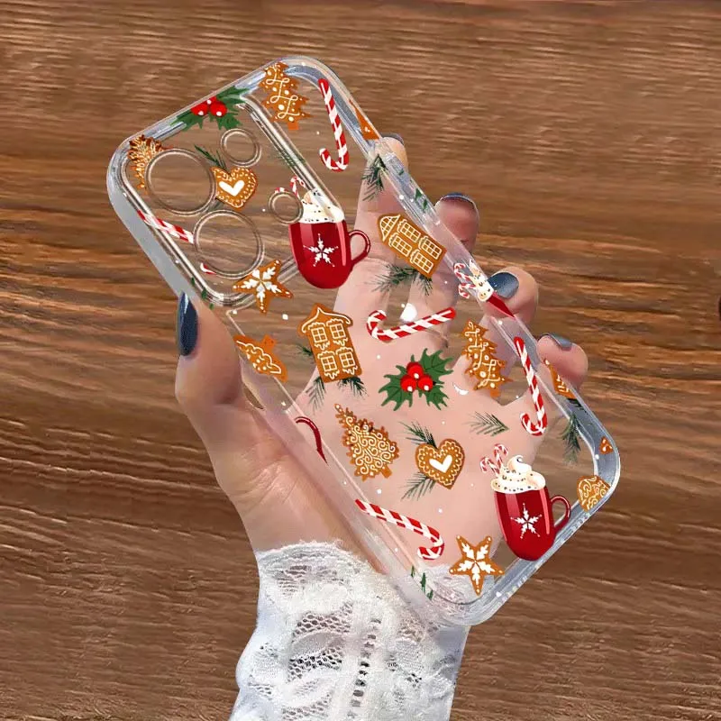 

Merry Christmas pattern Phone Case For Xiaomi Redmi Note 8 8T 9 9T 11E 12 13 14 Pro Plus Turbo 5G Fashion TPU Transparent