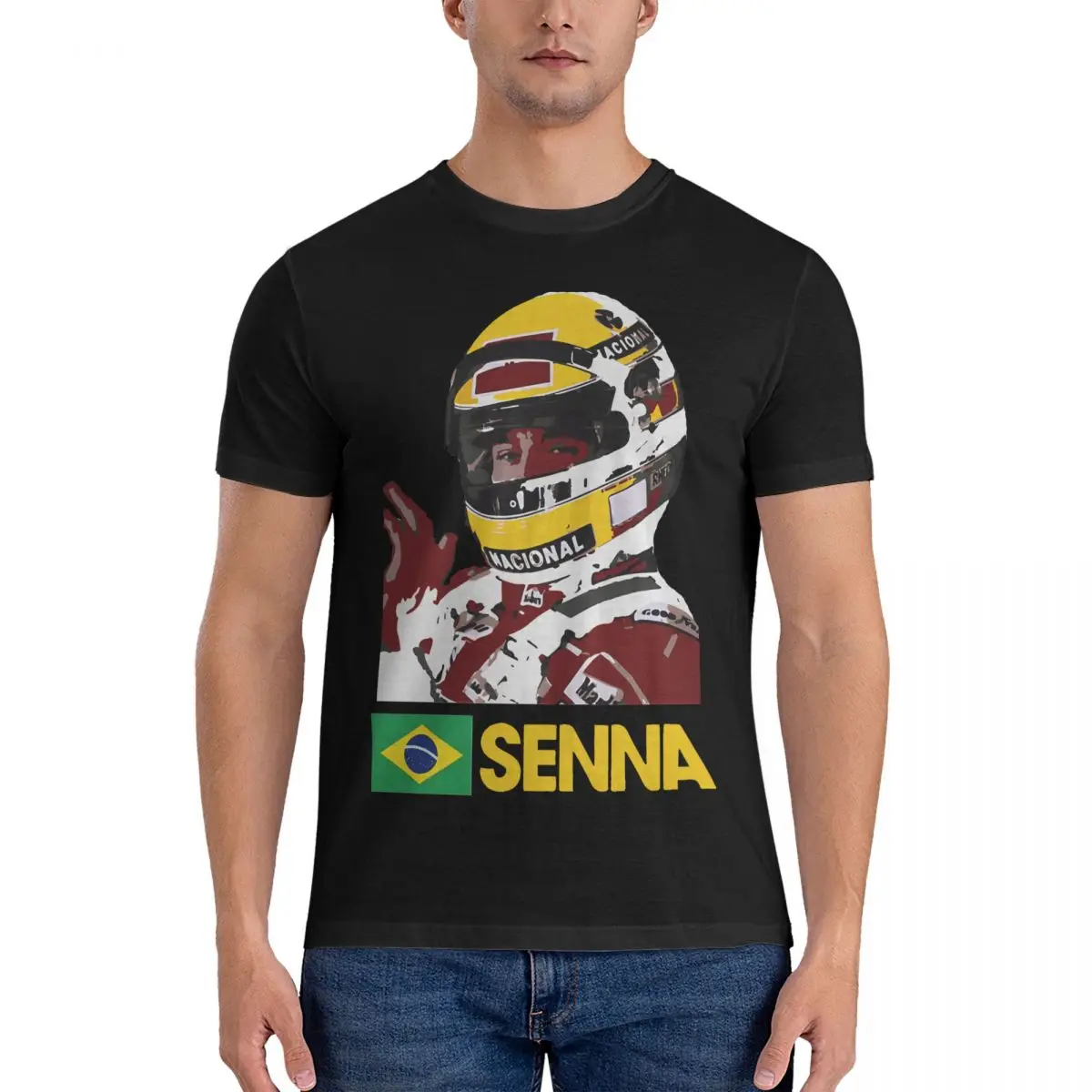 Senna F1 GOAT T-Shirt Men Fernando Alonso Fun Cotton Tee Shirt Round Collar Short Sleeve T Shirts Party Tops