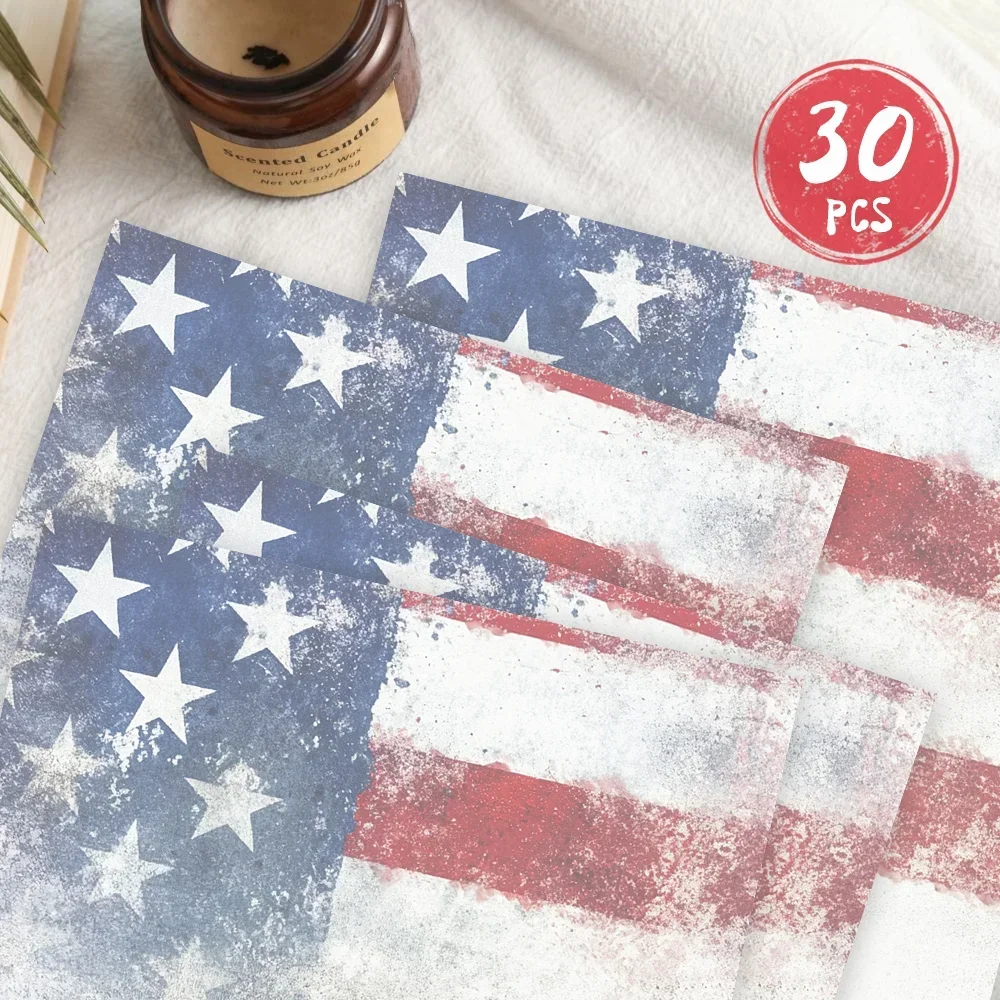 30 sheets of B5 USA flag-themed writing paper, lined, no glue, perfect for notebooks, memos, and stickers