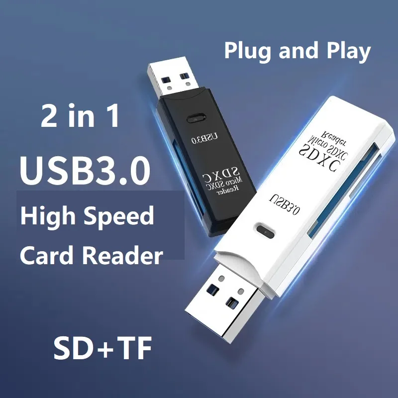 

2 in 1 USB 3.0 Micro SD Card Reader High Speed Memory Card Reader USB 3.0 for SD SDXC SDHC TF Micro SDHC UHS-I Cards PC Laptop