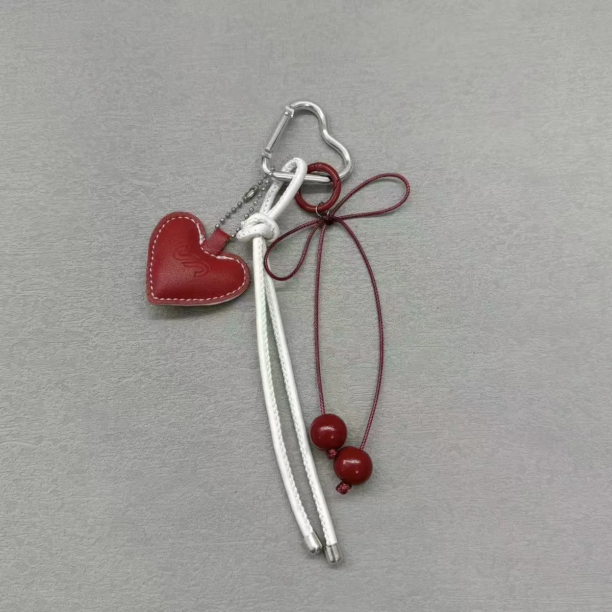 

New Heart Leather Rope Keychain Handmade Y2K Mobile Phone Lanyard Cherry Bow Bag Charms Gifts