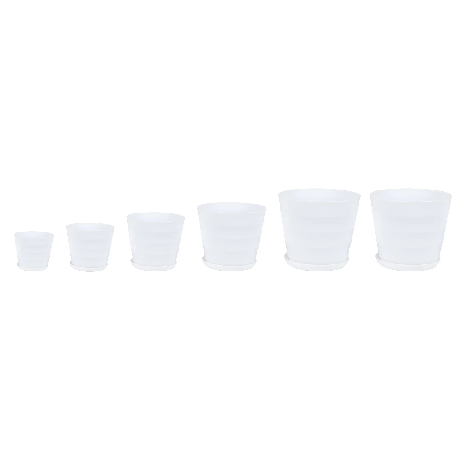 

6Sets Plastic Flowerpots with Tray Sturdy Material Suitable for Balcony Office Coffee Shop Decoration Plastic Flower Pot