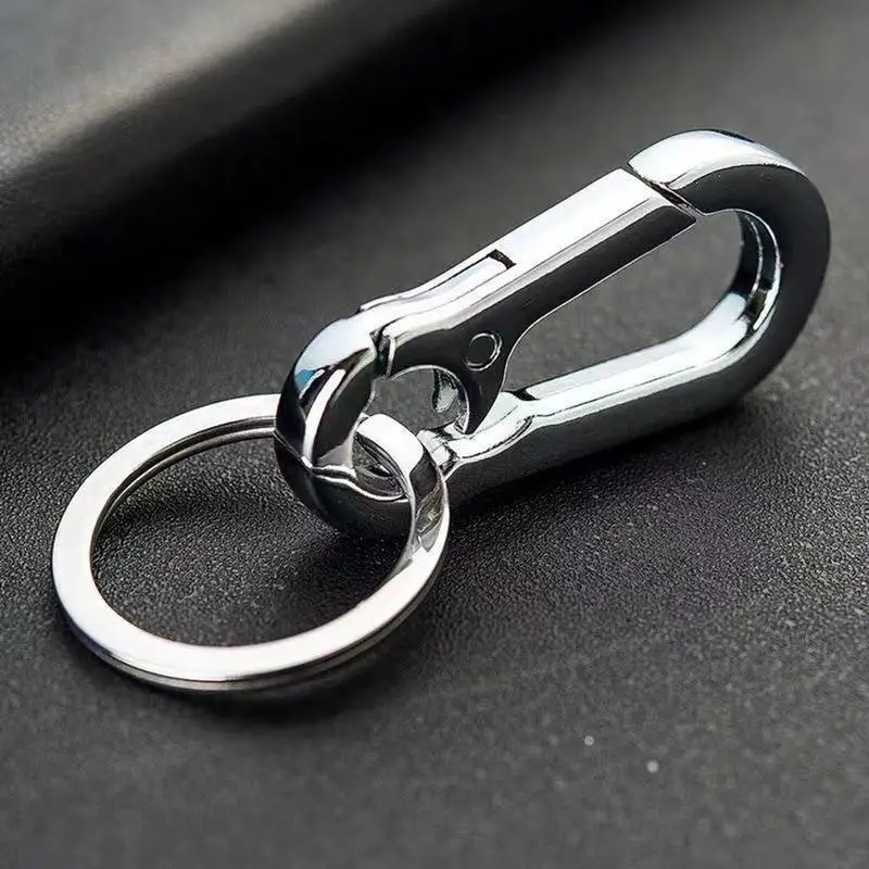 1pcs Keychain Hook Stainless Steel Buckle Outdoor Carabiner Climbing Tool Double Ring Car Fishing Key Ring Car Accessories Gift