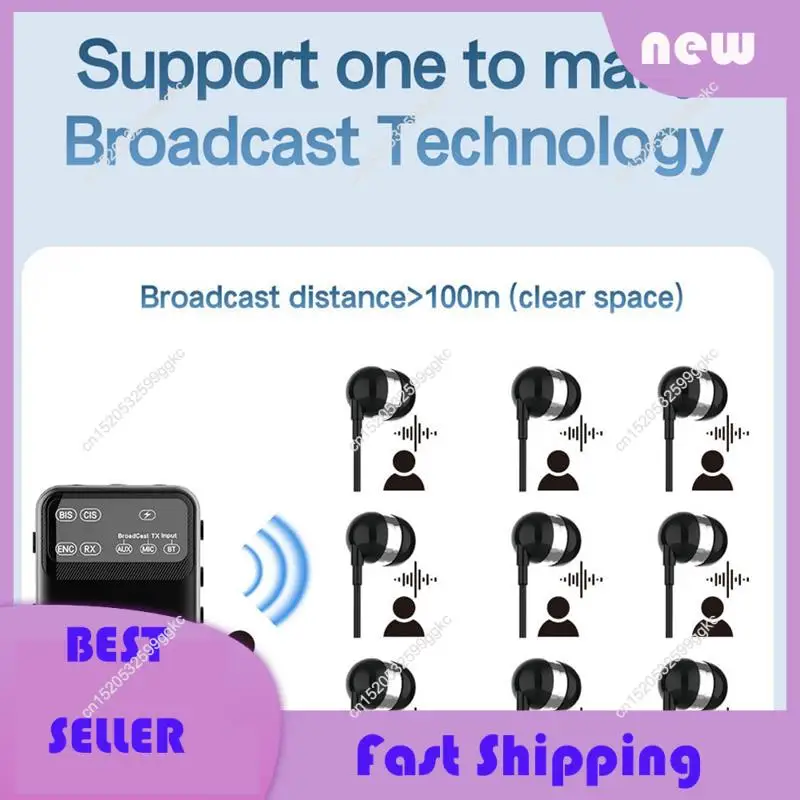 Necessary Bluetooth 5.4 Transceiver Broadcast 1TX To 100+ RX Devices Wireless LE Audio Adapter AAC/Aptx-AD/LC3 USB/AUX/MIC