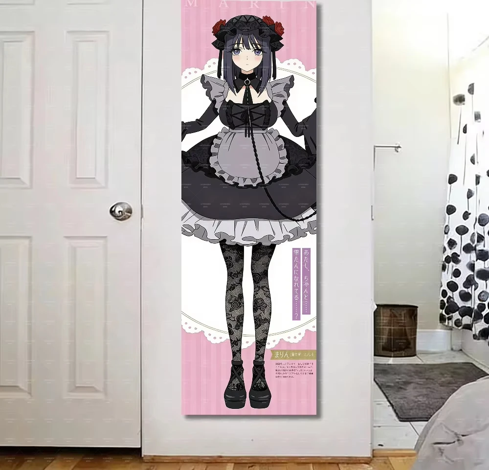 My Dress-Up Darling Kitagawa Marin Shizuku Cosplay Long Tapestry, Anime Wall Hanging, Otaku Room Decor, Vertical Banner for Bedr