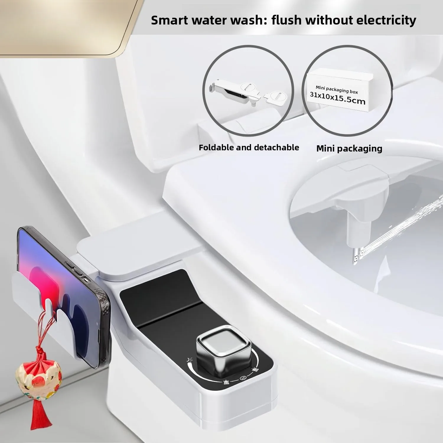 

No Electric Flush Simple Double Nozzle Light and Thin Washing PP Smart