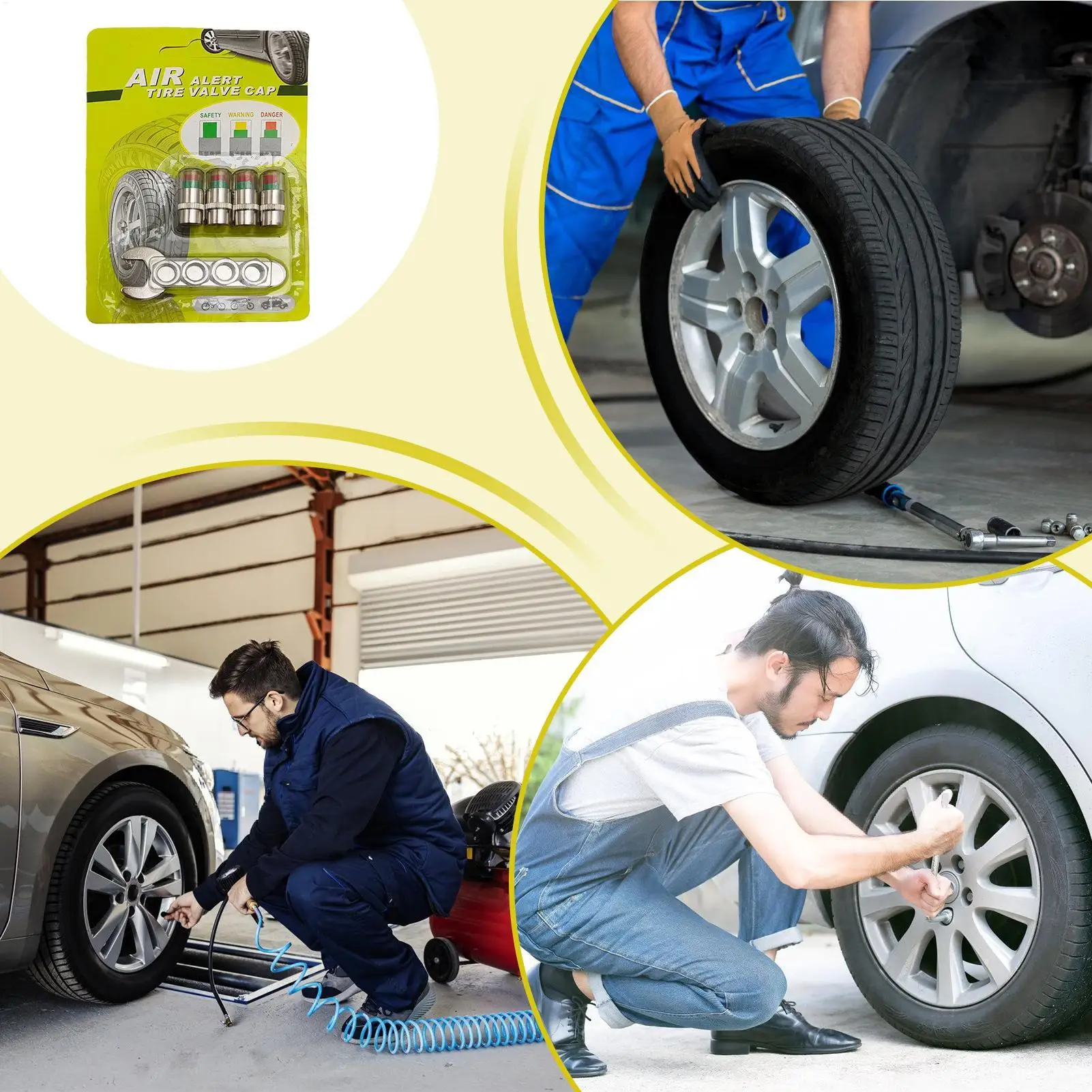 

Tire Pressure Monitoring Caps 4 Pieces Sensor Indicator Car Monitoring Valve Covers For Long-Distance Travel Motorcycle Truck