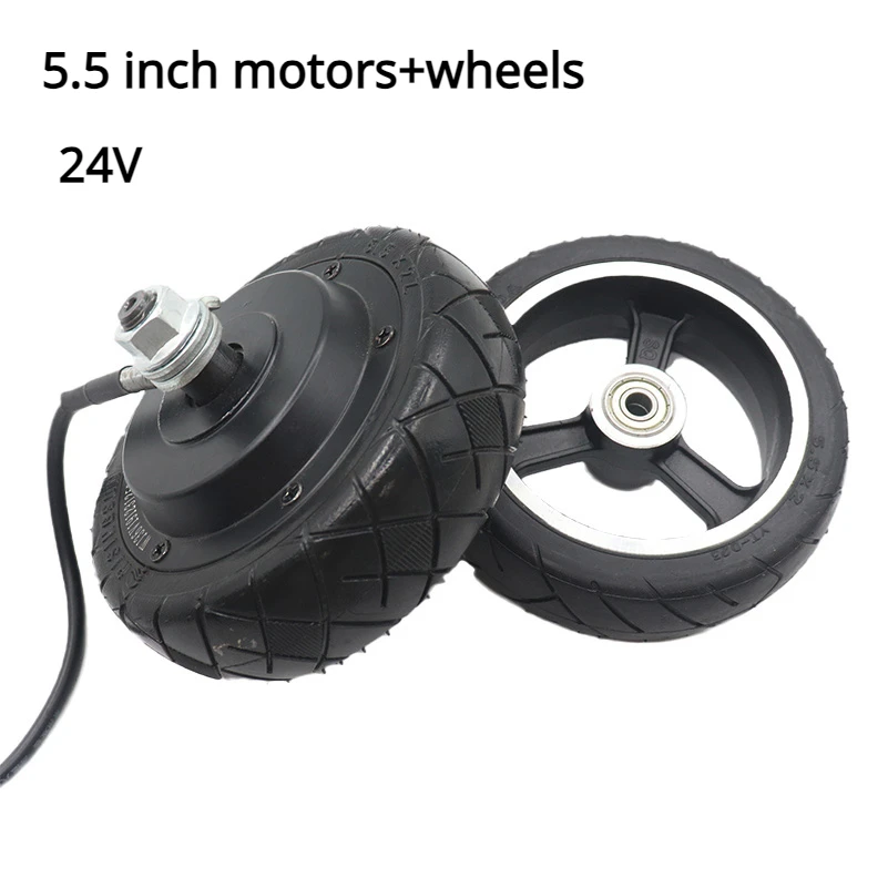 5.5 inch brushless and toothless wheel hub motor, solid tire 24V electric scooter brushless motor front rear motors+wheels