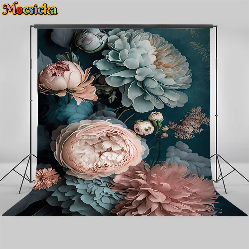 

Mocsicka Newborn Kids Birthday Photography Backdrop Spring Flowers Photo Booth Background Photocall Abstract Texture