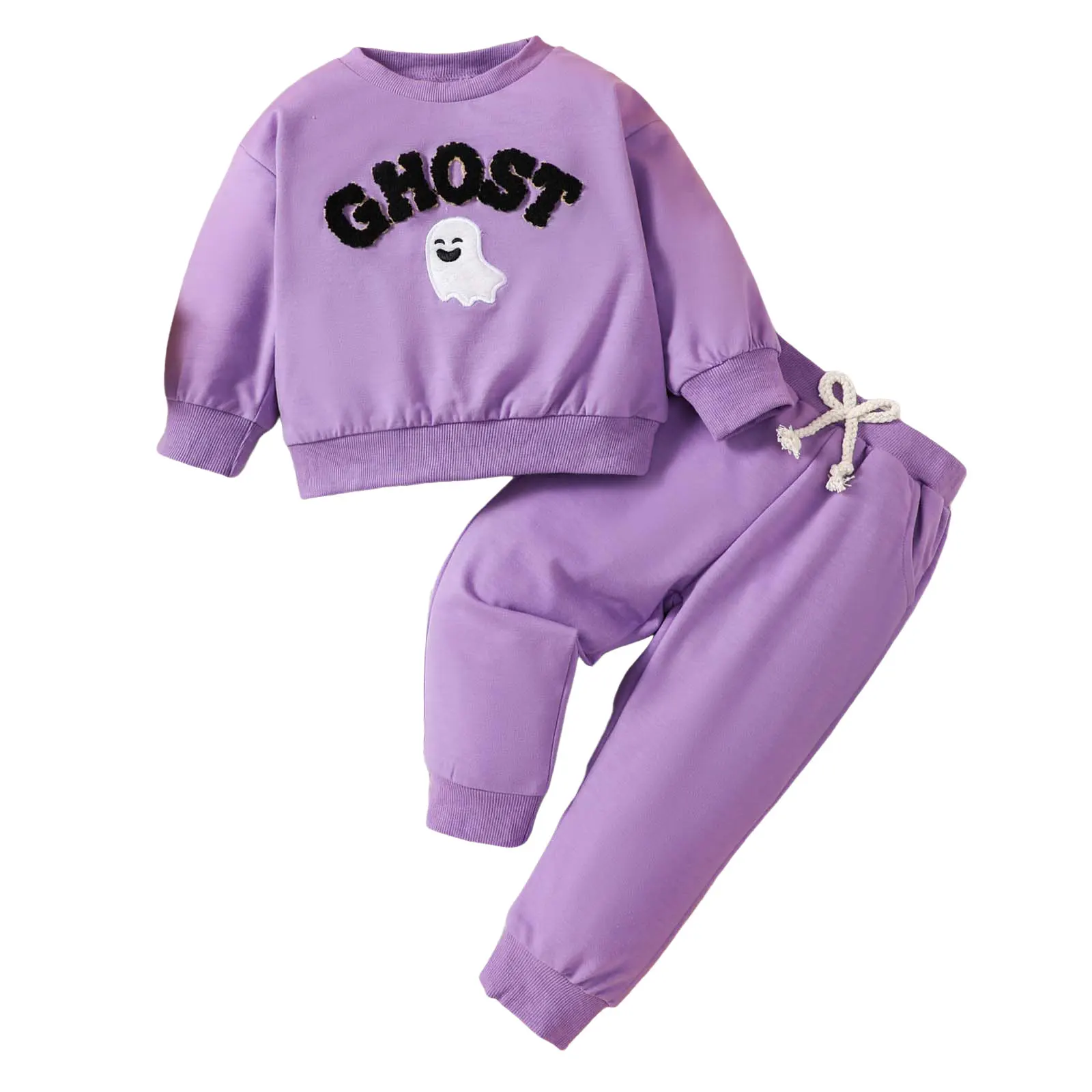 

Sweat Suites for Kids Halloween Childrens Clothing 2025 Babys Alphabet And Cartoon Prints Long Sleeved Pant Shirt Toddler Boys