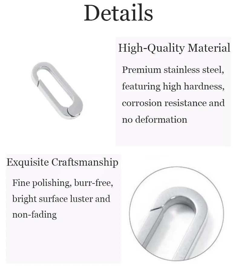 5Pcs 316L Stainless Steel Opened Clasp Carabiner Lobster Clasp Spring Buckle Connector For DIY Necklace Jewelry Making Finding