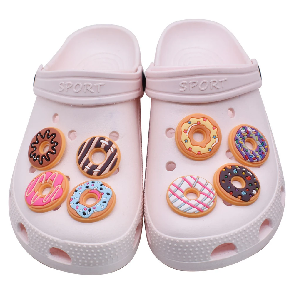 11/16Pcs Cute Doughnut Pink Shoe Charms Pin for Clog Sandal Shoe Decoration Accessories Wristband Bag Women Girl Party Gifts
