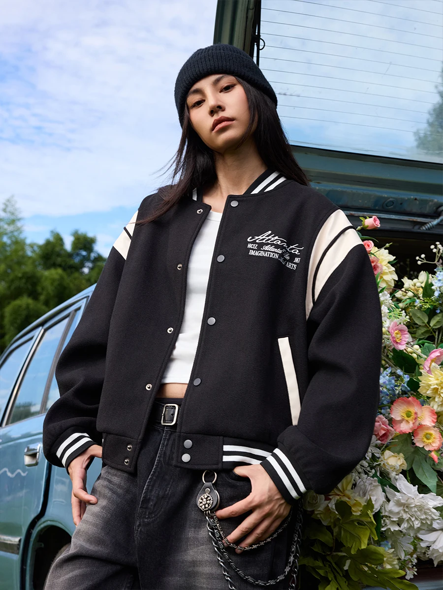 

Cleanfit, бейсбольная куртка с воротником-стойкой в американском стиле ретро, повседневное уличное спортивное пальто Har And Cruel, мужская свободная посадка, осенняя одежда...