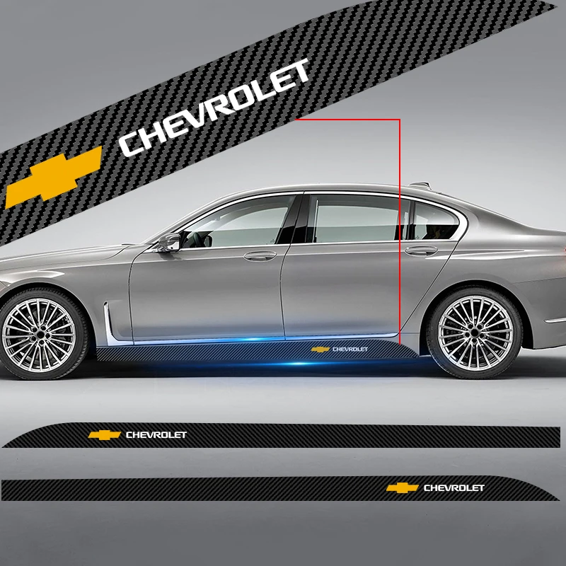 Protector de falda lateral de coche de carbono 3D, Kit de actualización de estilo Exterior compatible con Chevrolet Silverado Impala Malibu Cruze, accesorios interiores
