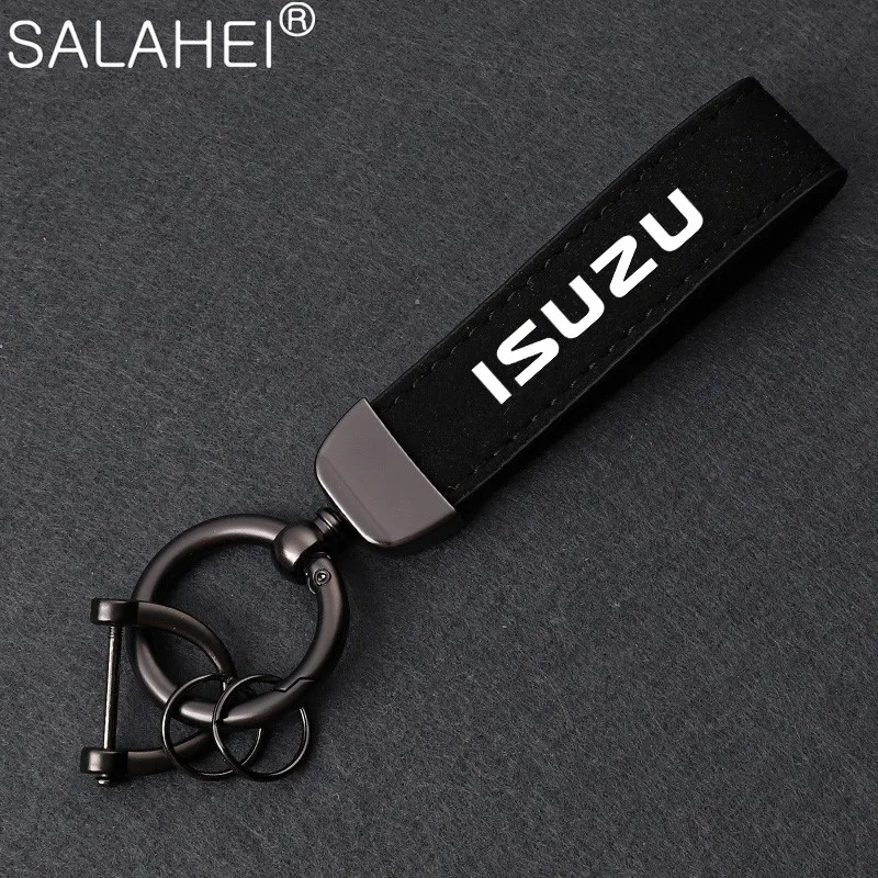 Metal Leather Car Anti-lost Keychain Key Rings Chain Hanging For Isuzu D-MAX D MAX Dmax I ASCENDER 4X4 Auto Keyring Accessories